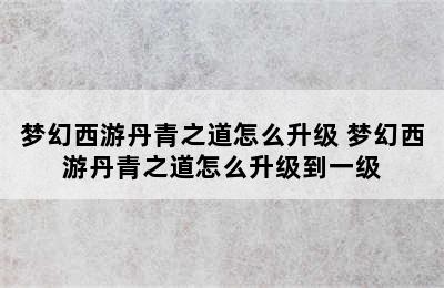 梦幻西游丹青之道怎么升级 梦幻西游丹青之道怎么升级到一级